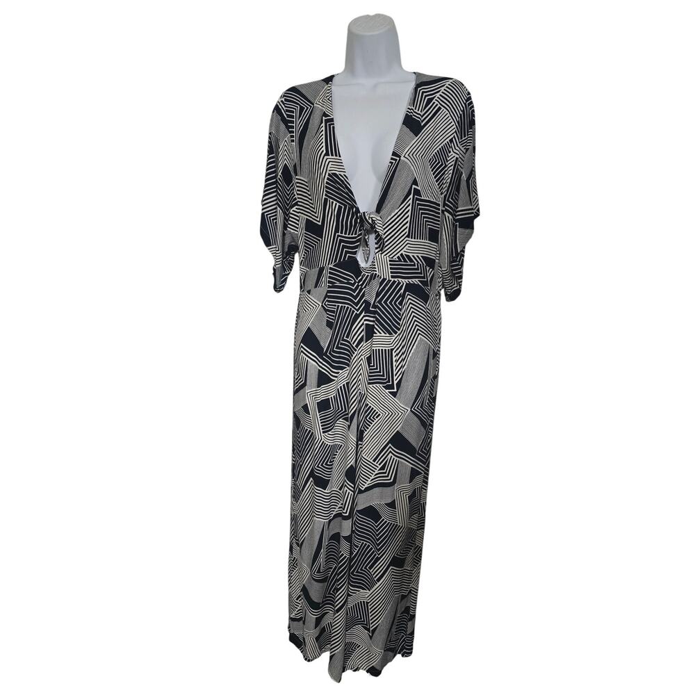Ava Sky Navy and White Geometric Print Jumpsuit